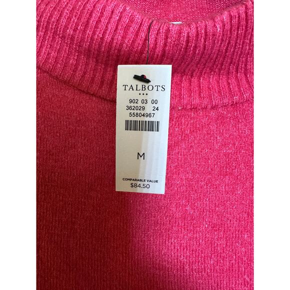 NWT Talbots Mock Neck Button Up Sweater - Hot Pink - Size Medium - Picture 3 of 5